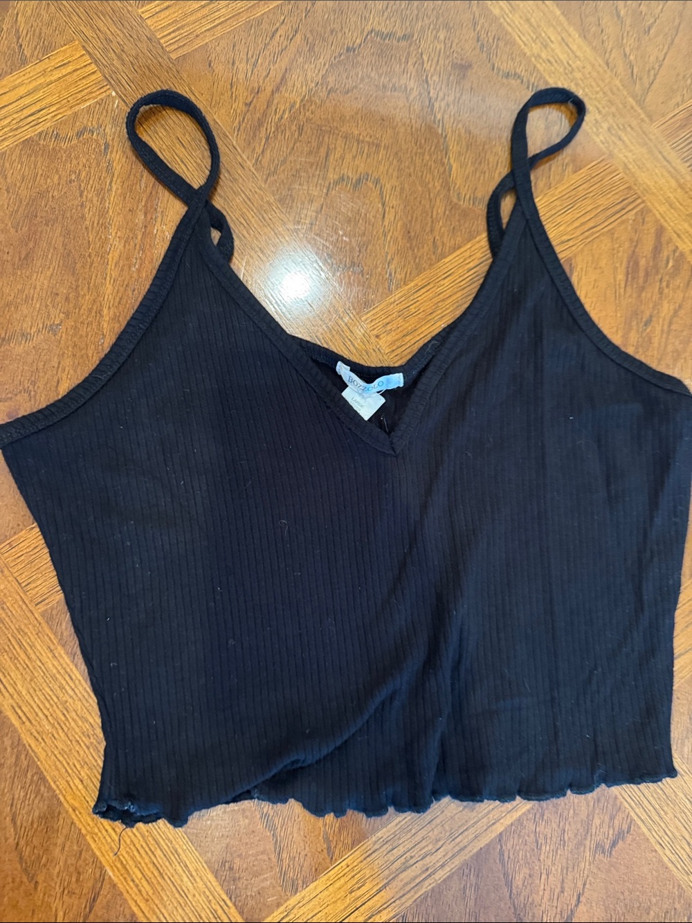 Bozzolo Black Ribbed V-Neck Camisole